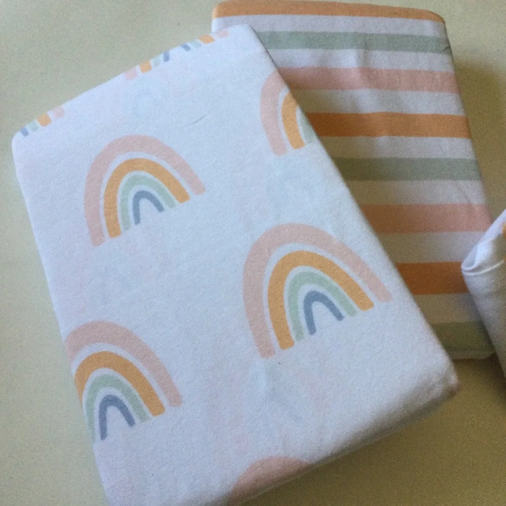 NORDSTROM BABY 2 PACK NURSING AND CAR SEAT COVER RAINBOW/STRIPE PRINT NWT